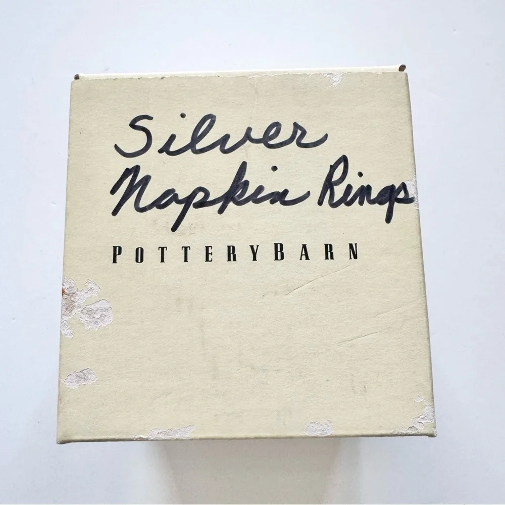 Pottery Barn Set Of 12 Silver Plated Napkin Rings Curved Square